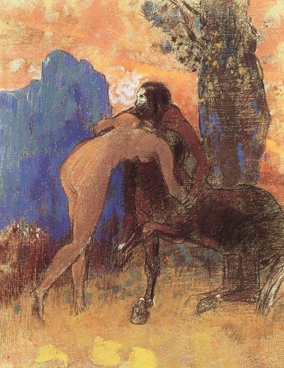 Redon, Odilon (1840-1916) - Combat entre une femme et un centaure.JPG